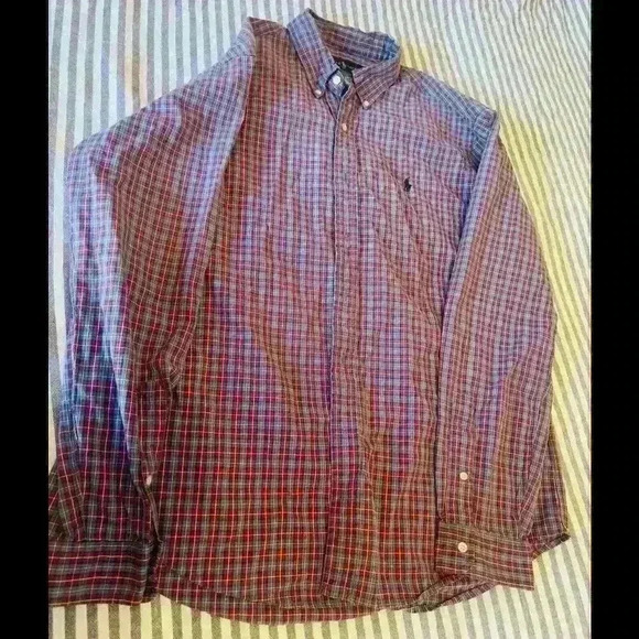 Polo Ralph Lauren Men’s XL Classic Button-Down Shirt Red Blue Plaid Pony Logo - Picture 2 of 5